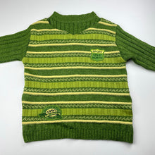 Load image into Gallery viewer, Boys Kay Sons, green knitted sweater / jumper, armpit to armpit: 35cm, shoulder to cuff: 36.5cm, GUC, size 5,  