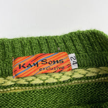 Load image into Gallery viewer, Boys Kay Sons, green knitted sweater / jumper, armpit to armpit: 35cm, shoulder to cuff: 36.5cm, GUC, size 5,  