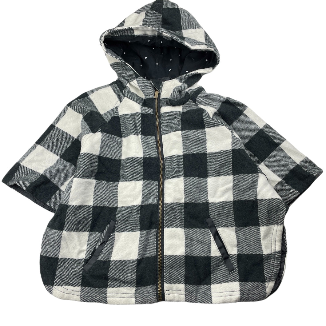 Girls Cotton On, checked hooded poncho jacket, EUC, size 5-6,  