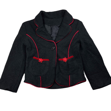 Girls KIBABI, lined black jacket, armpit to armpit: 34cm, shoudler to cuff: 39cm, EUC, size 5-6,  