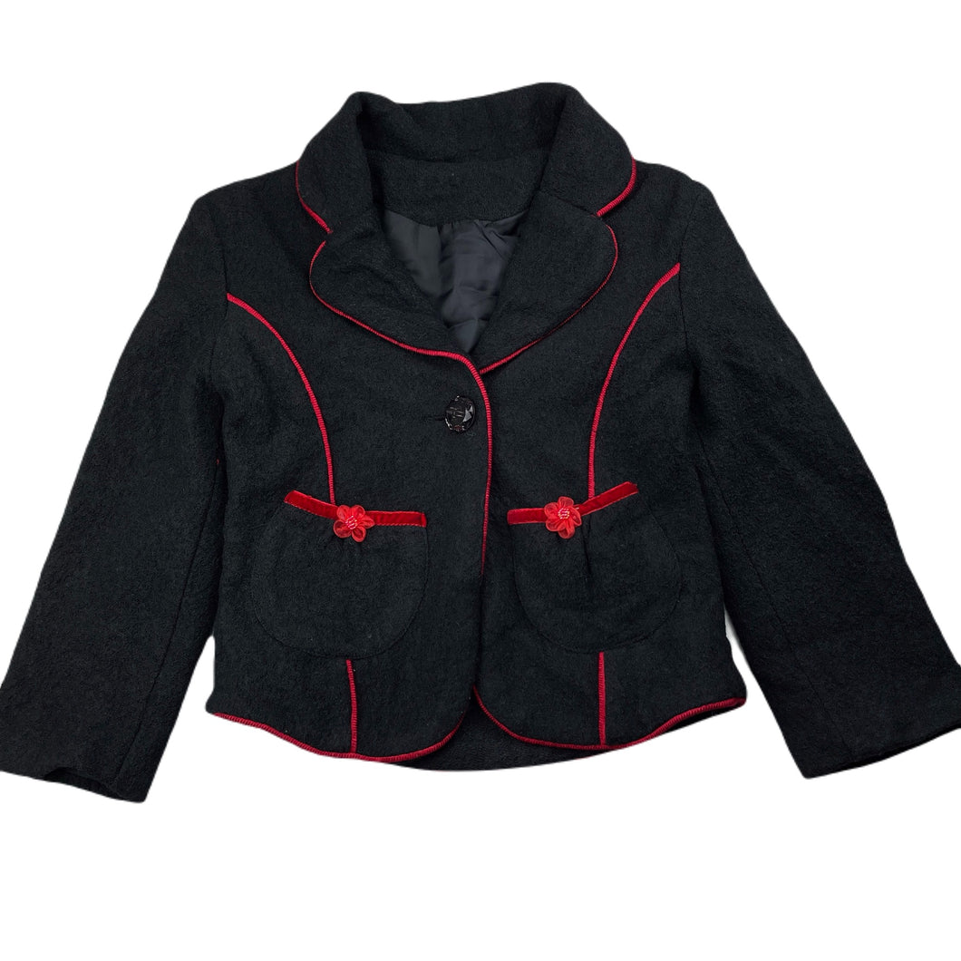 Girls KIBABI, lined black jacket, armpit to armpit: 34cm, shoudler to cuff: 39cm, EUC, size 5-6,  