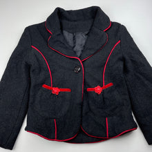 Load image into Gallery viewer, Girls KIBABI, lined black jacket, armpit to armpit: 34cm, shoudler to cuff: 39cm, EUC, size 5-6,  