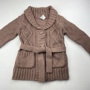 Girls H&T, chunky knit long cardigan, L: 40cm, GUC, size 3,  