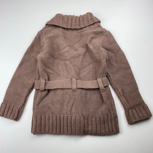 Girls H&T, chunky knit long cardigan, L: 40cm, GUC, size 3,  