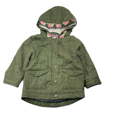 Girls Cotton On, khaki cotton hooded jacket / coat, GUC, size 2,  