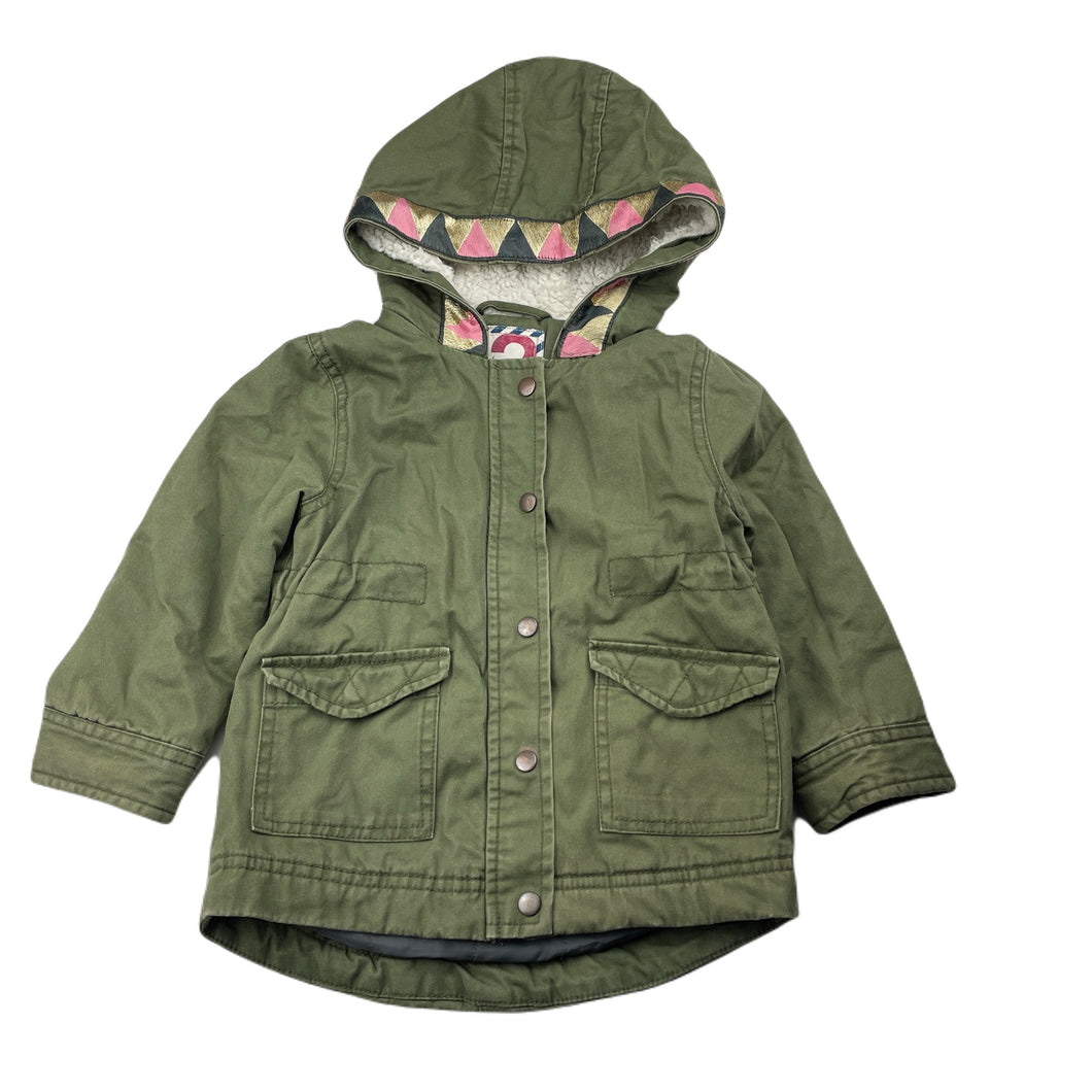 Girls Cotton On, khaki cotton hooded jacket / coat, GUC, size 2,  