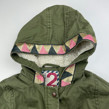 Load image into Gallery viewer, Girls Cotton On, khaki cotton hooded jacket / coat, GUC, size 2,  
