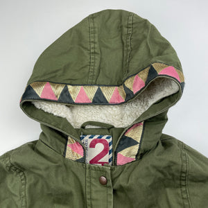 Girls Cotton On, khaki cotton hooded jacket / coat, GUC, size 2,  