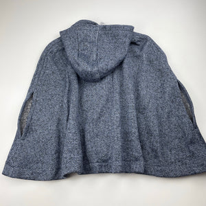 Girls H&T, fleece lined hooded poncho jacket, EUC, size 7,  