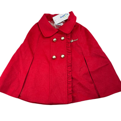 Girls Boshiwa, red wool blend poncho jacket, NEW, size 6,  
