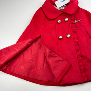 Girls Boshiwa, red wool blend poncho jacket, NEW, size 6,  
