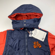 Load image into Gallery viewer, Boys Veg Out, navy &amp; orange jacket, detachable sleeves/hood, NEW, size 2,  