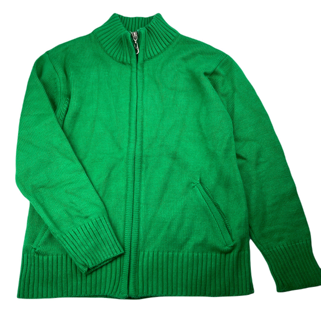 Boys Wenice, green knitted zip up sweater, EUC, size 8-9,  