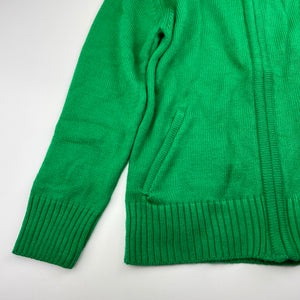 Boys Wenice, green knitted zip up sweater, EUC, size 8-9,  