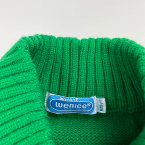 Boys Wenice, green knitted zip up sweater, EUC, size 8-9,  