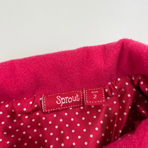 Girls Sprout, pink jacket / coat, L: 37cm, GUC, size 2,  