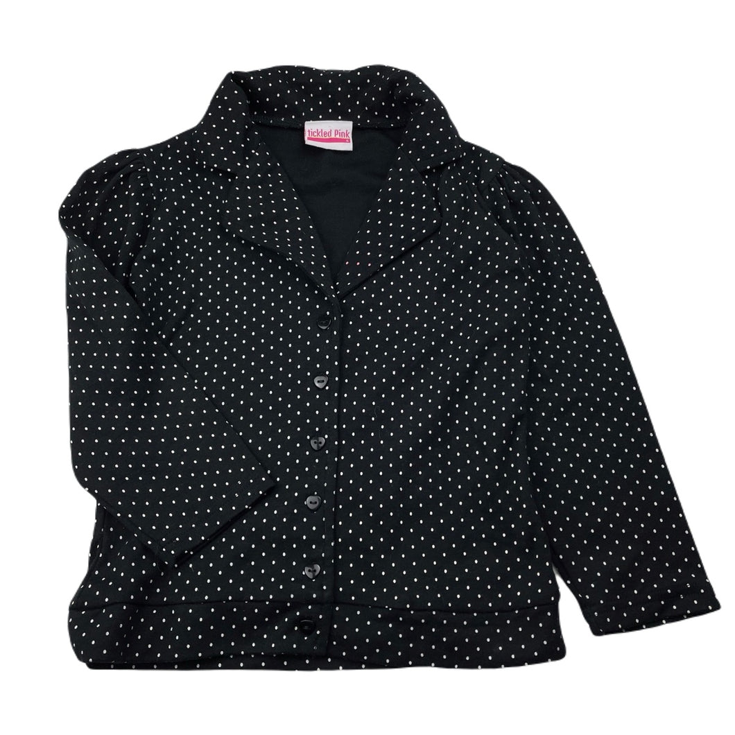 Girls Tickled Pink, black & white spot lightweight jacket / top, EUC, size 6,  