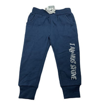 Load image into Gallery viewer, Girls Young Original, navy fleece lined track pants, elasticated, Inside leg: 32.5cm, NEW, size 3,  