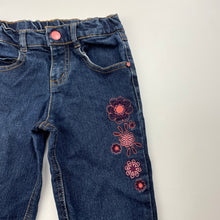 Load image into Gallery viewer, Girls Target, embroidered stretch denim jeans, adjustable, Inside leg: 49cm, FUC, size 6,  