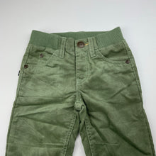 Load image into Gallery viewer, Boys Jack &amp; Milly, green corduroy pants, elasticated, Inside leg: 31cm, EUC, size 2,  