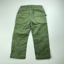 Load image into Gallery viewer, Boys Jack &amp; Milly, green corduroy pants, elasticated, Inside leg: 31cm, EUC, size 2,  