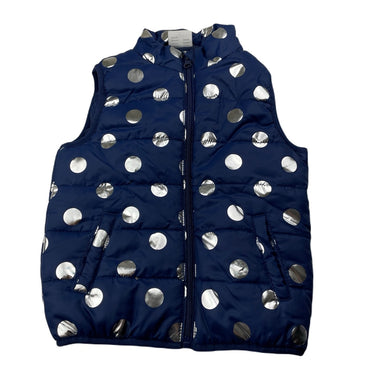 Girls B Collection, navy & silver spot puffer vest, EUC, size 5,  