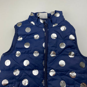 Girls B Collection, navy & silver spot puffer vest, EUC, size 5,  