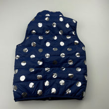 Load image into Gallery viewer, Girls B Collection, navy &amp; silver spot puffer vest, EUC, size 5,  
