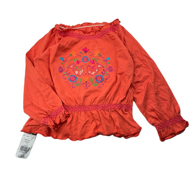 Girls Woolworths, embroidered cotton long sleeve top, NEW, size 3-4,  