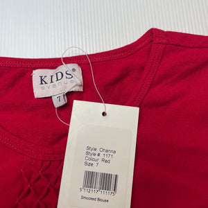 Girls KIDS avenue, red stretchy long sleeve top, NEW, size 7,  