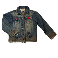 Load image into Gallery viewer, Girls Tu Wei, distressed denim jacket, armpit to armpit: 35cm, shoulder to cuff: 40cm, GUC, size 5-6,  