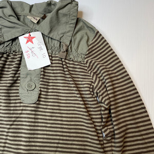 Girls Ikks, kahki stripe long sleeve top, NEW, size 10,  