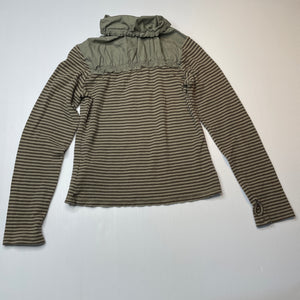 Girls Ikks, kahki stripe long sleeve top, NEW, size 10,  