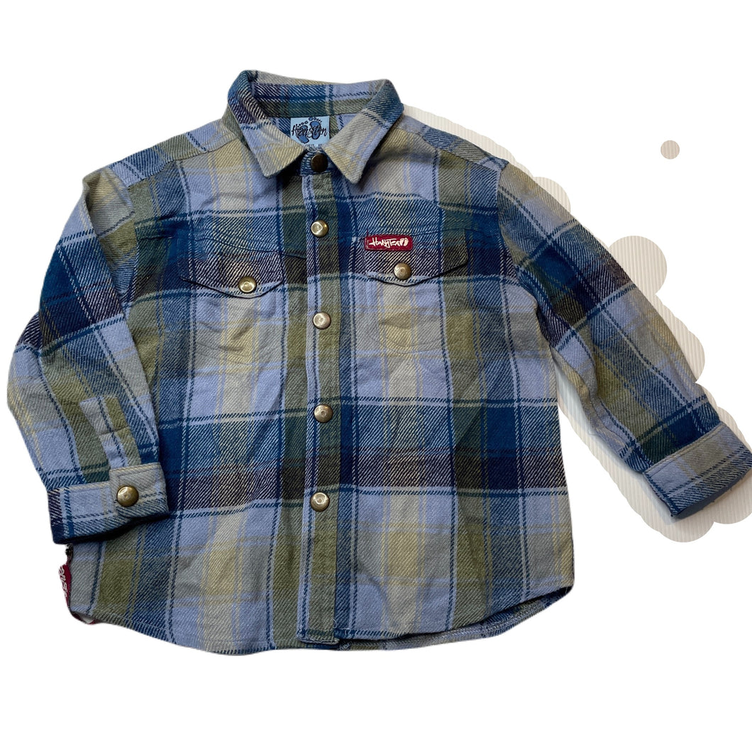 Boys Hang Ten, checked long sleeve shirt, poppers, GUC, size 4,  