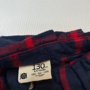 Girls GIORDANO JUNIOR, navy check flannel cotton shirt, poppers, EUC, size 8-9,  