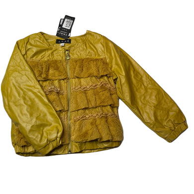 Girls TRBC, mustard fleece lined jacket, no size, armpit to armpit: 35cm, shoulder to cuff: 42cm, NEW, size 6-7,  