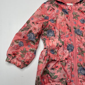 Girls Target, fleece lined floral spray jacket, GUC, size 3,  