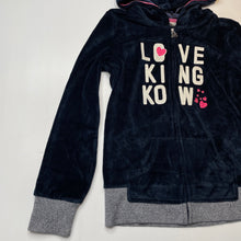 Load image into Gallery viewer, Girls King Kow, navy velour zip hoodie sweater, EUC, size 14,  