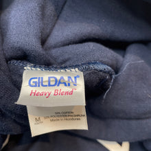 Load image into Gallery viewer, unisex GILDAN, navy fleece lined hoodie sweater, Sz: M, armpit to armpit: 41cm, shoulder to cuff: 42.5cm, EUC, size 7-8,  