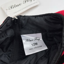 Load image into Gallery viewer, Girls Blue Sky, lined red wool blend dress, NEW, size 12 months, L: 43cm