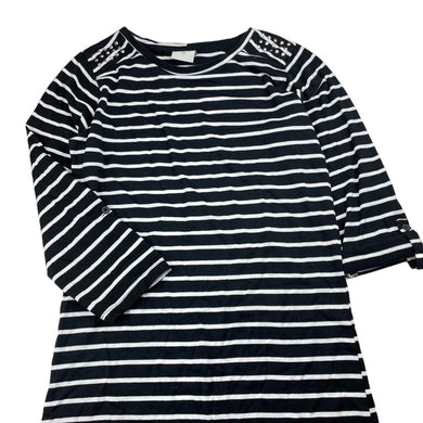 Girls Emerson, lightweight black & white stripe dress, EUC, size 14, L: 74cm