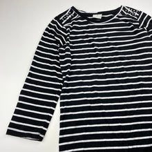 Load image into Gallery viewer, Girls Emerson, lightweight black &amp; white stripe dress, EUC, size 14, L: 74cm