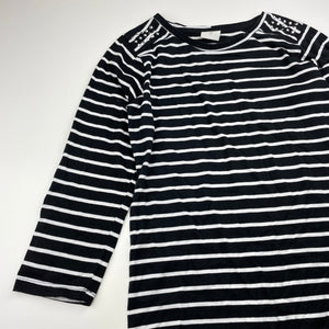 Girls Emerson, lightweight black & white stripe dress, EUC, size 14, L: 74cm