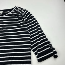 Load image into Gallery viewer, Girls Emerson, lightweight black &amp; white stripe dress, EUC, size 14, L: 74cm