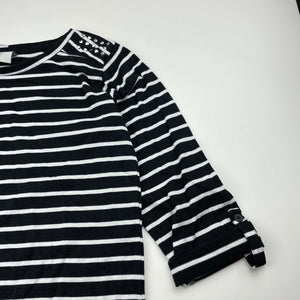 Girls Emerson, lightweight black & white stripe dress, EUC, size 14, L: 74cm