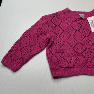 Girls Target, pink knitted cotton sweater / jumper, NEW, size 3,  