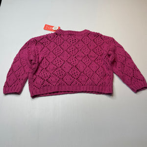 Girls Target, pink knitted cotton sweater / jumper, NEW, size 3,  