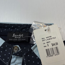 Load image into Gallery viewer, Boys Bardot Junior, navy cotton long sleeve polo top, NEW, size 2,  