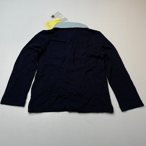 Boys Bardot Junior, navy cotton long sleeve polo top, NEW, size 2,  