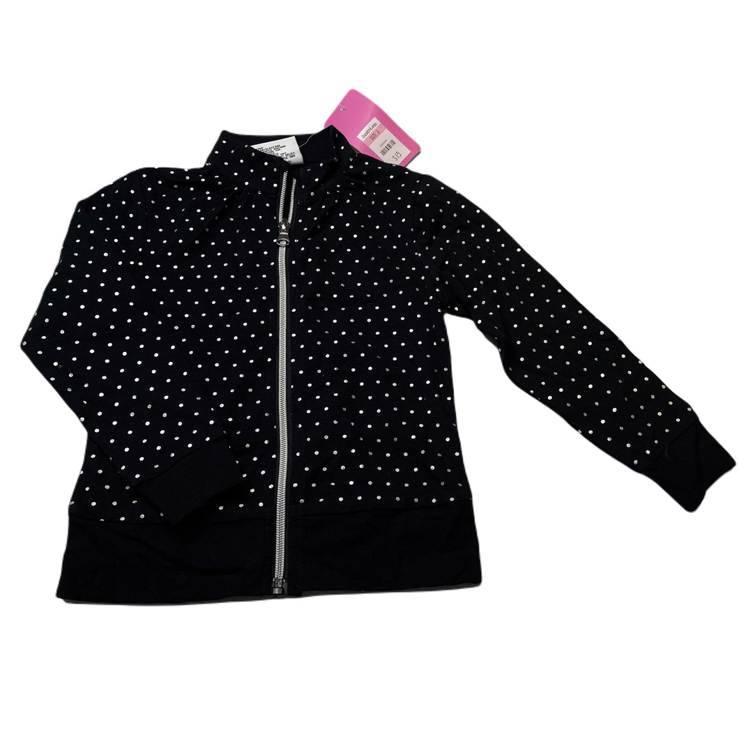 Girls Mango, black & silver spot zip up top, NEW, size 3,  